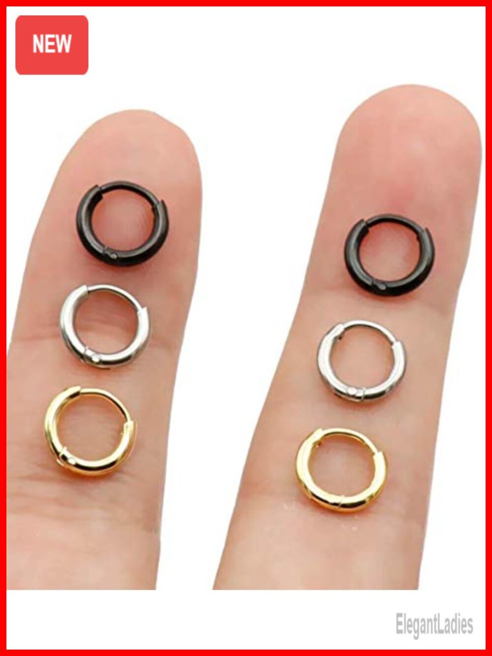 18K Real Gold Plating Surgical Steel Tiny Hoop Earrings Set Unisex